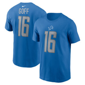 Men's Nike Jared Goff  Blue Detroit Lions  Player Name & Number T-Shirt