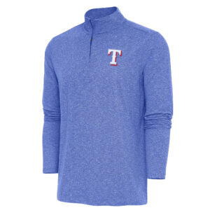 Men's Antigua  Heather Royal Texas Rangers Hunk Quarter-Zip Pullover Top