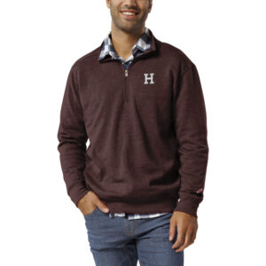 Men's League Collegiate Wear  Heather Maroon Harvard Crimson  Heritage Tri-Blend Quarter-Zip Pullover Sweatshirt