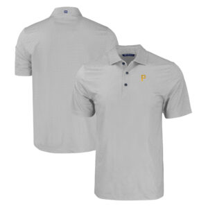 Men's Cutter & Buck Gray Pittsburgh Pirates Big & Tall Pike Eco Tonal Geo Print Stretch Recycled Polo