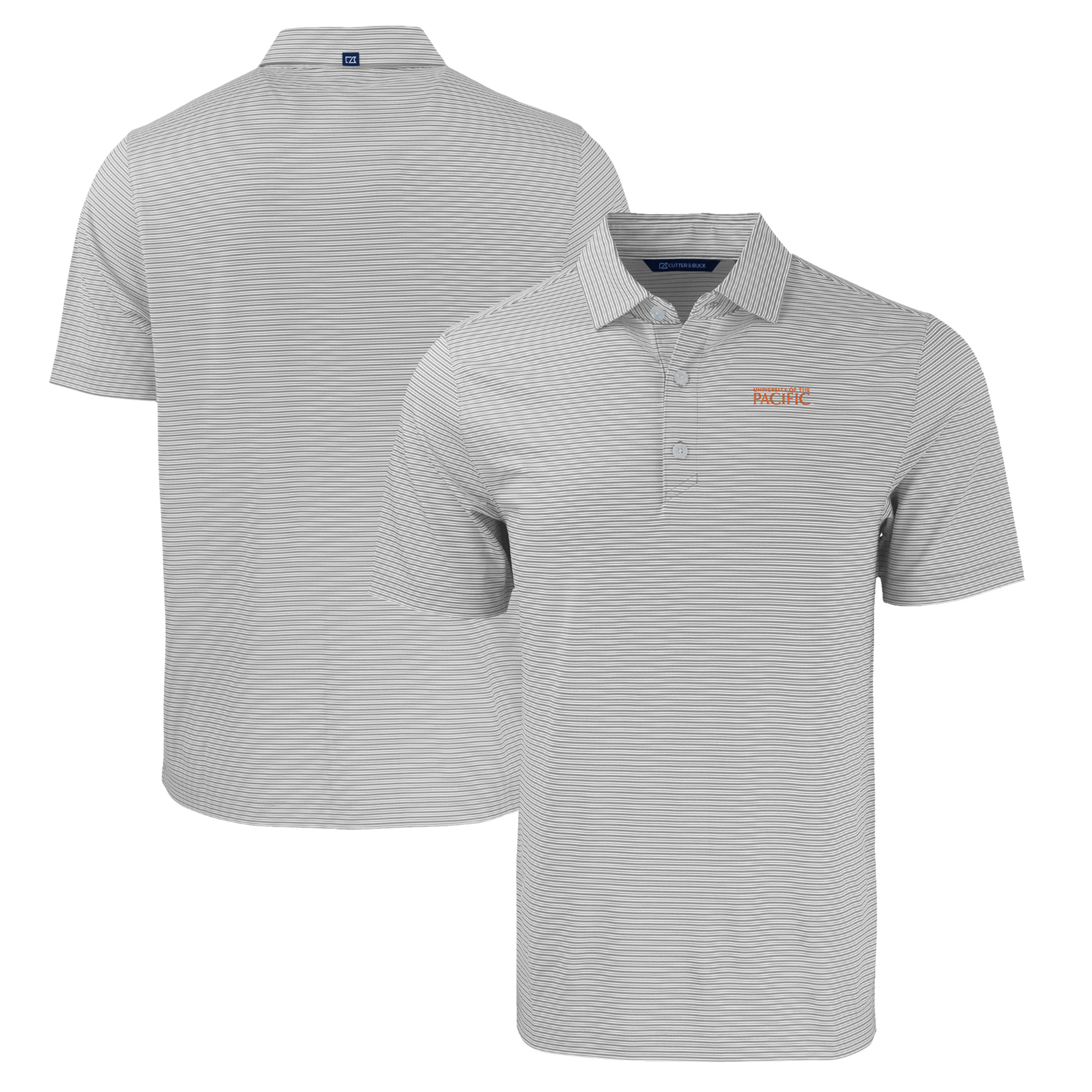 Men's Cutter & Buck Gray/White Pacific Tigers Big & Tall Forge Eco Double Stripe Stretch Recycled Polo