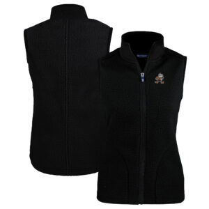 Women's Cutter & Buck Black Cleveland Browns Throwback Cascade Eco Sherpa Fleece Vest