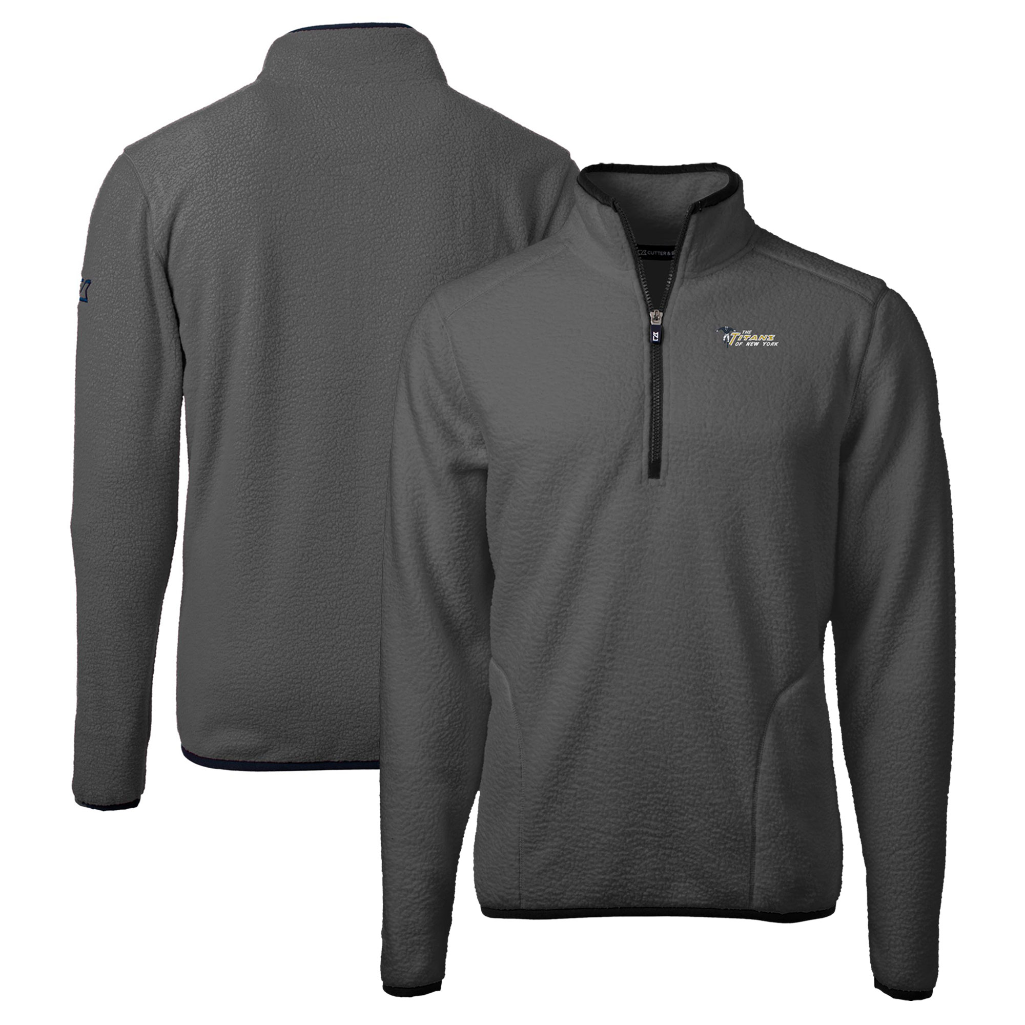 Men's Cutter & Buck Gray/Black New York Jets Throwback Cascade Eco Sherpa Fleece Quarter-Zip Pullover Jacket