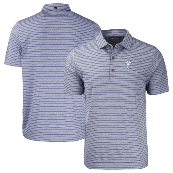 Men's Cutter & Buck  Heather Navy Houston Oilers Throwback Forge Eco Heather Stripe Stretch Recycled Polo - Image 5