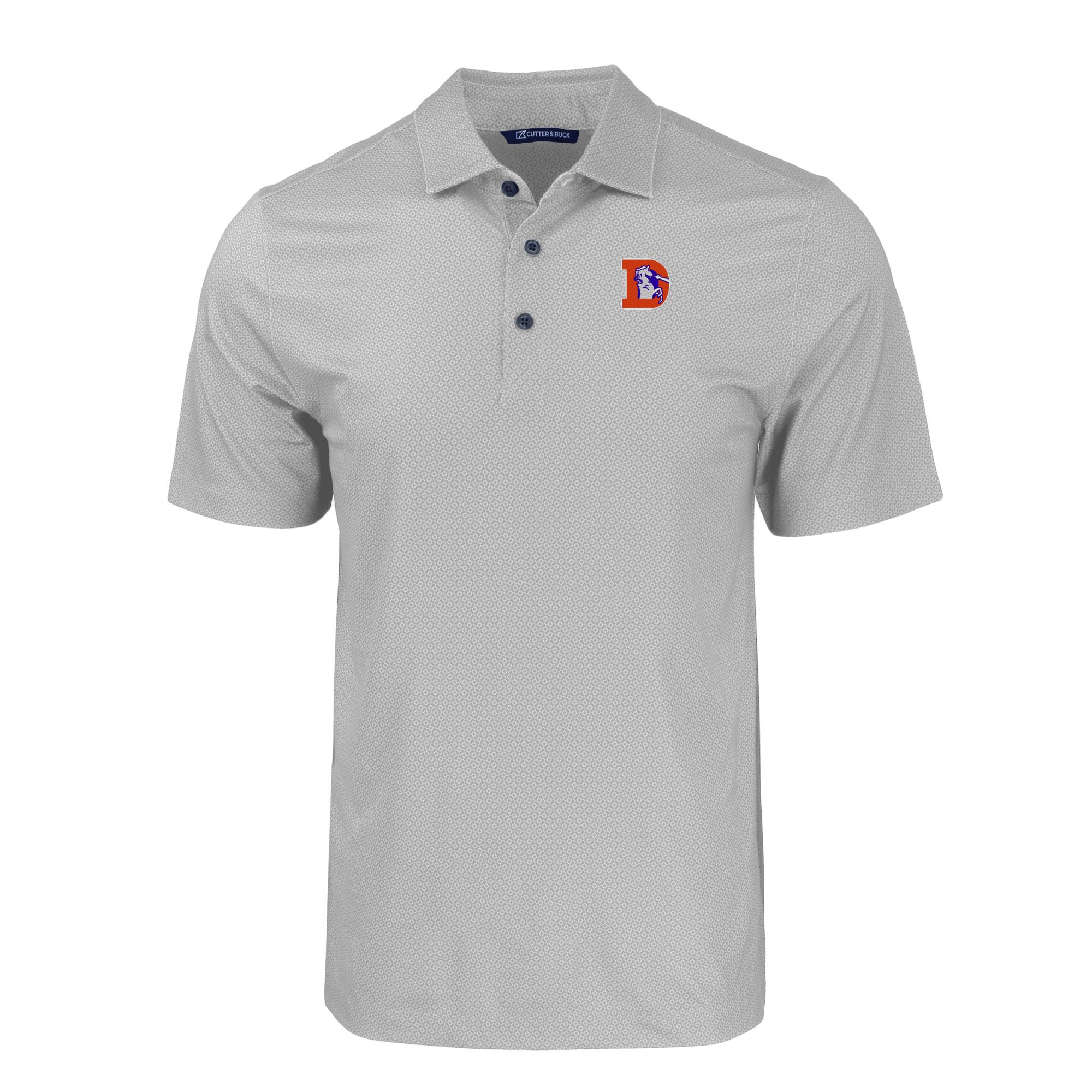 Men's Cutter & Buck Gray Denver Broncos Throwback Big & Tall Pike Eco Tonal Geo Print Stretch Recycled Polo - Image 6