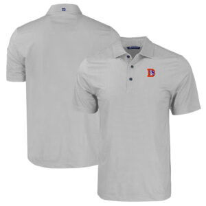 Men's Cutter & Buck  Gray Denver Broncos Throwback Big & Tall Pike Eco Tonal Geo Print Stretch Recycled Polo
