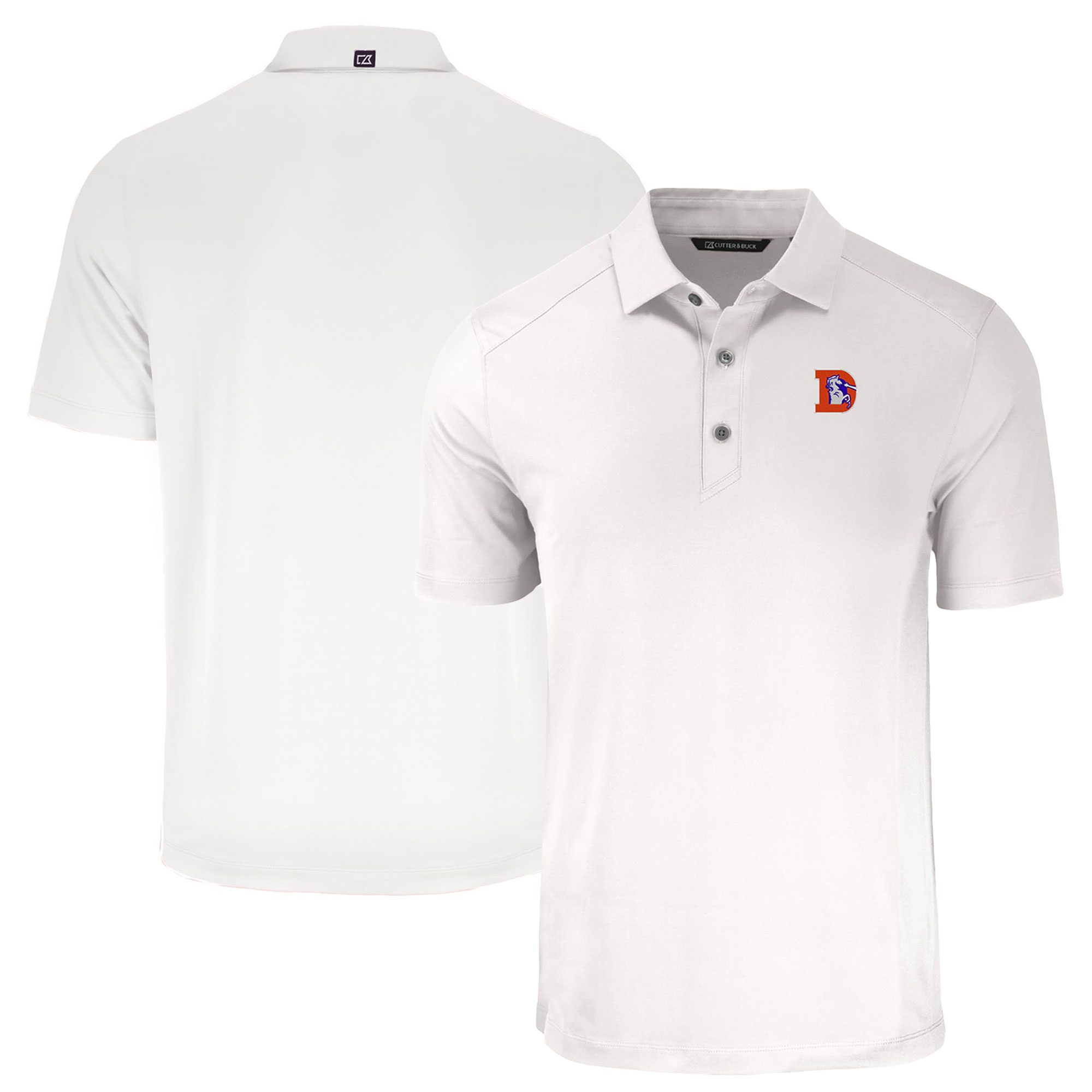 Men's Cutter & Buck White Denver Broncos Throwback Forge Eco Stretch Recycled Polo