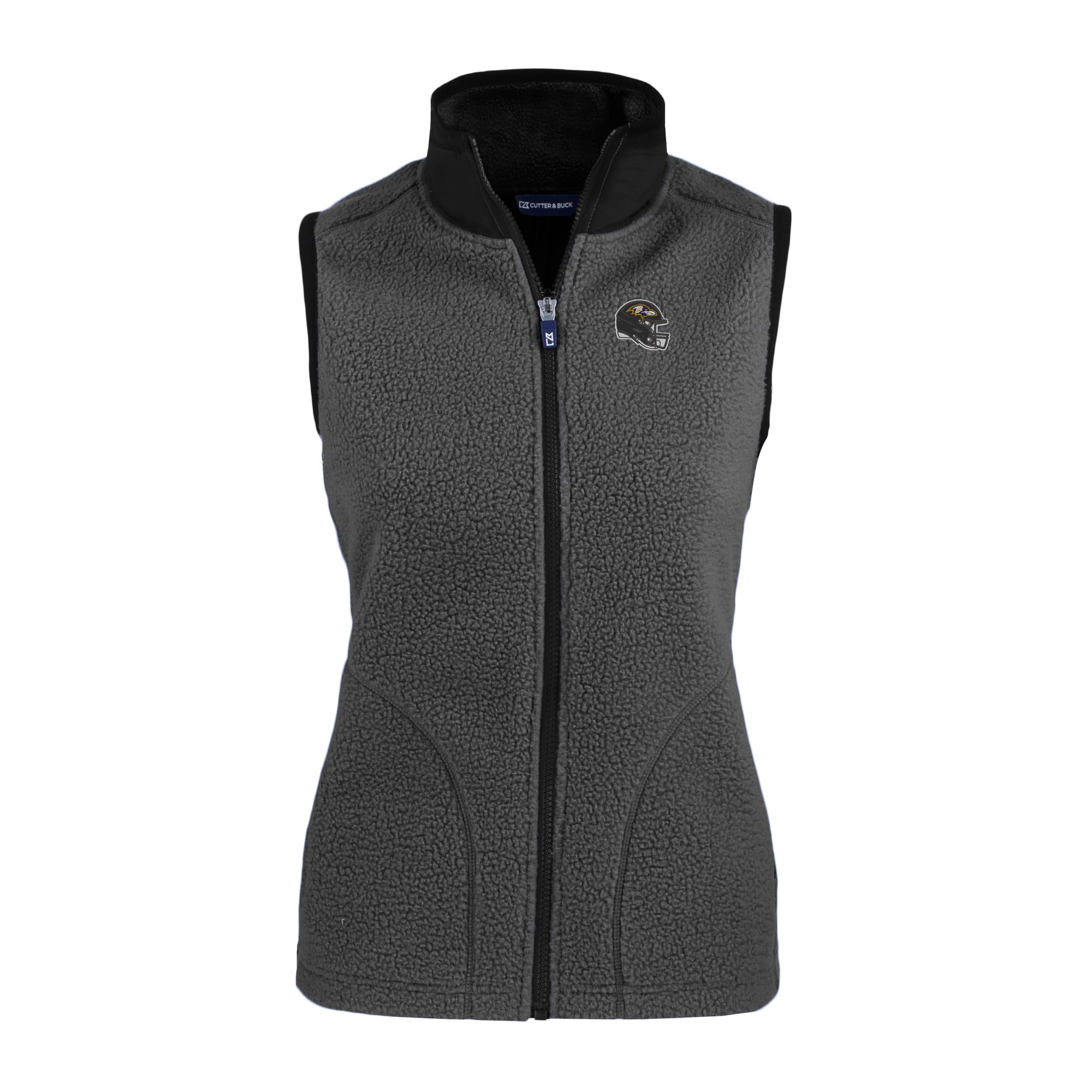 Women's Cutter & Buck Gray Baltimore Ravens Helmet Logo Cascade Eco Sherpa Fleece Full-Zip Vest - Image 6
