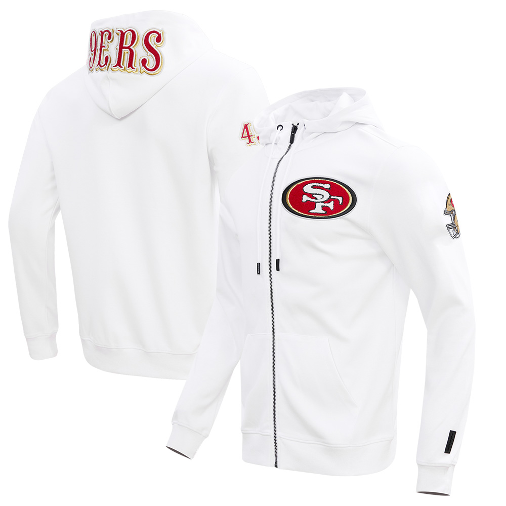 Men's Pro Standard White San Francisco 49ers Classic Chenille Double Knit Full-Zip Hoodie