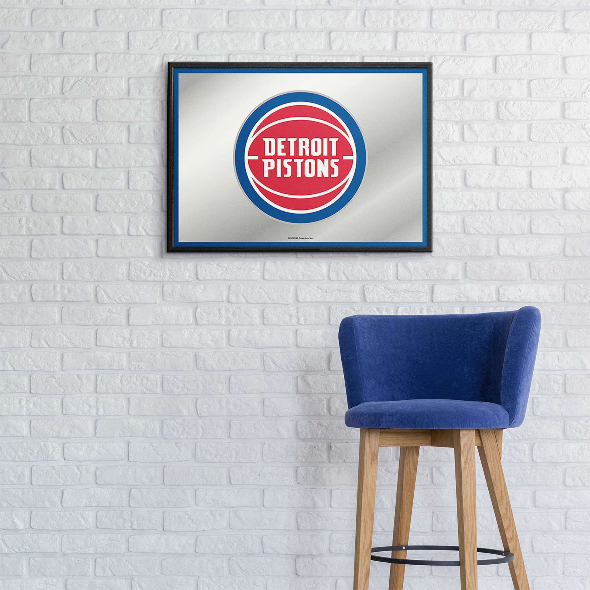 Detroit Pistons 27" x 19" Framed Mirrored Wall Sign - Image 11