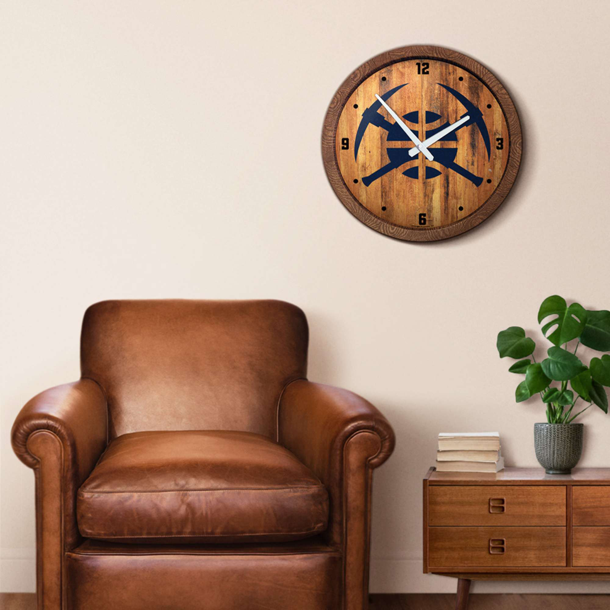 Denver Nuggets 20.25" Faux Barrel Top Clock - Image 6