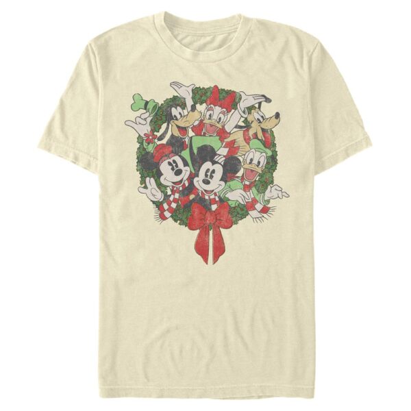 Men's Mad Engine  Natural Mickey & Friends Wreath Graphic T-Shirt