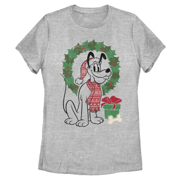 Women's Mad Engine Pluto Heather Gray Mickey & Friends Holiday Graphic T-Shirt