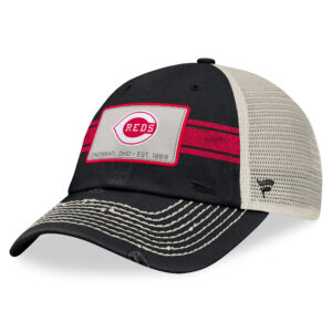 Men's Fanatics Black/Natural Cincinnati Reds  Heritage Stripe Trucker Adjustable Hat