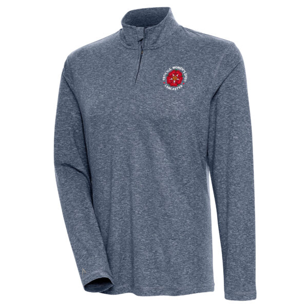 Women's 2024 U.S. Women's Open Antigua Heather Navy Confront Quarter-Zip Pullover Top