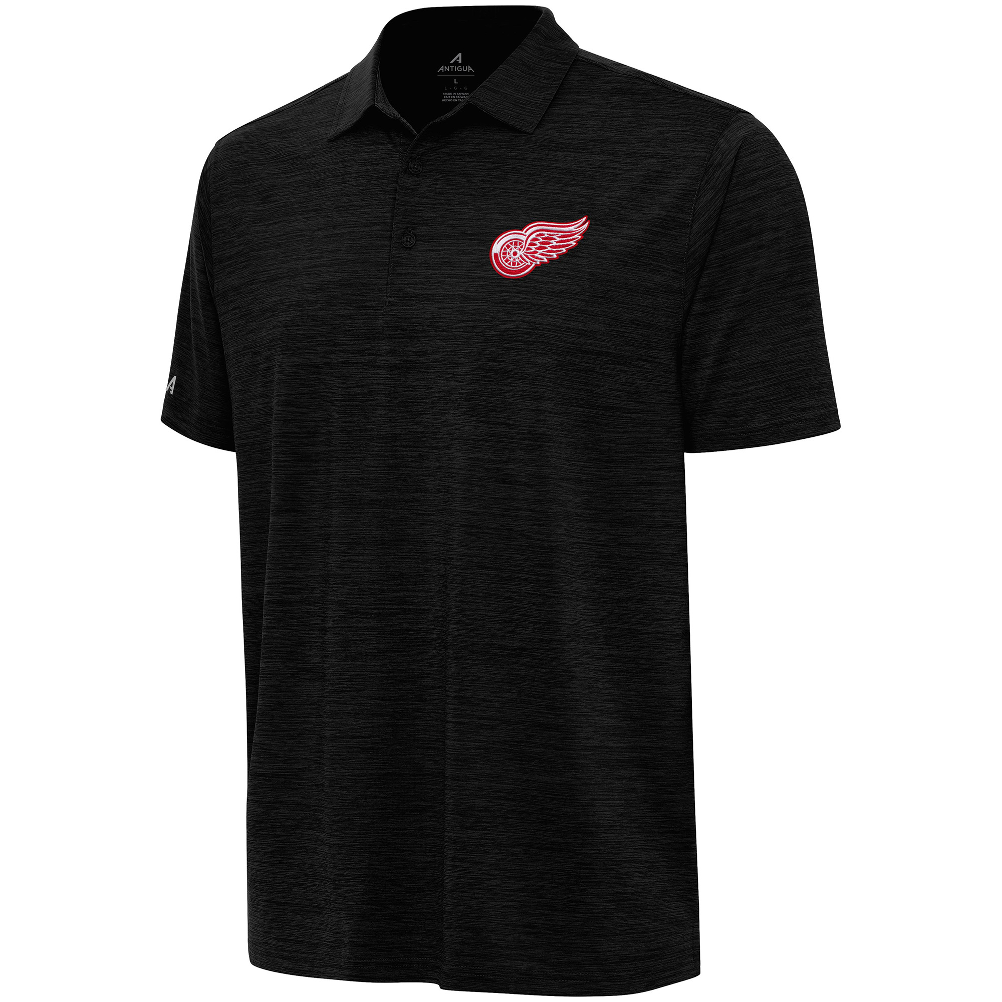 Men's Antigua Heather Black Detroit Red Wings Layout Polo