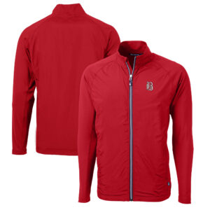 Men's Cutter & Buck  Red Birmingham Barons Adapt Eco Knit Hybrid Recycled Full-Zip Jacket