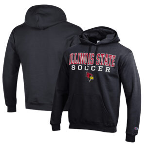 Men's Champion Black Illinois State Redbirds Soccer Stack Logo Powerblend Pullover Hoodie