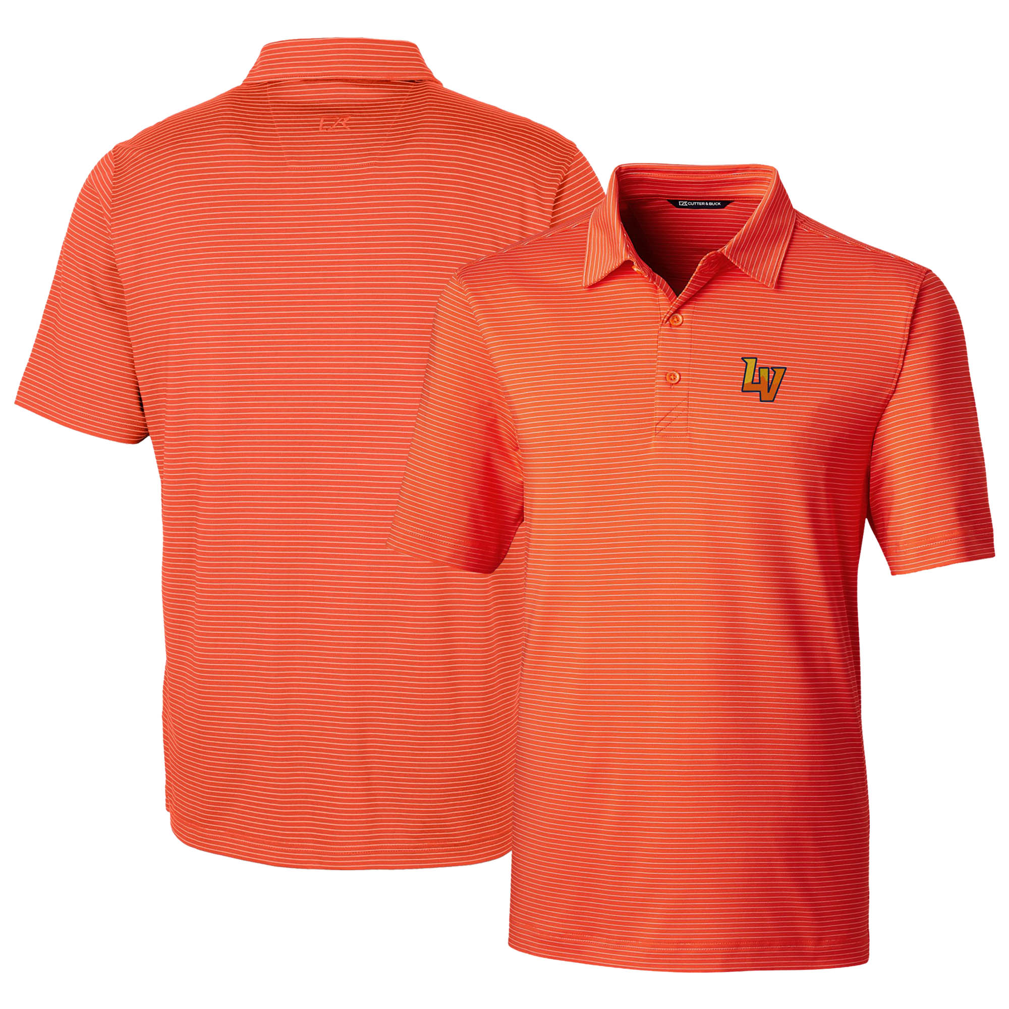 Men's Cutter & Buck Orange Las Vegas Aviators Forge Pencil Stripe Stretch DryTec Polo
