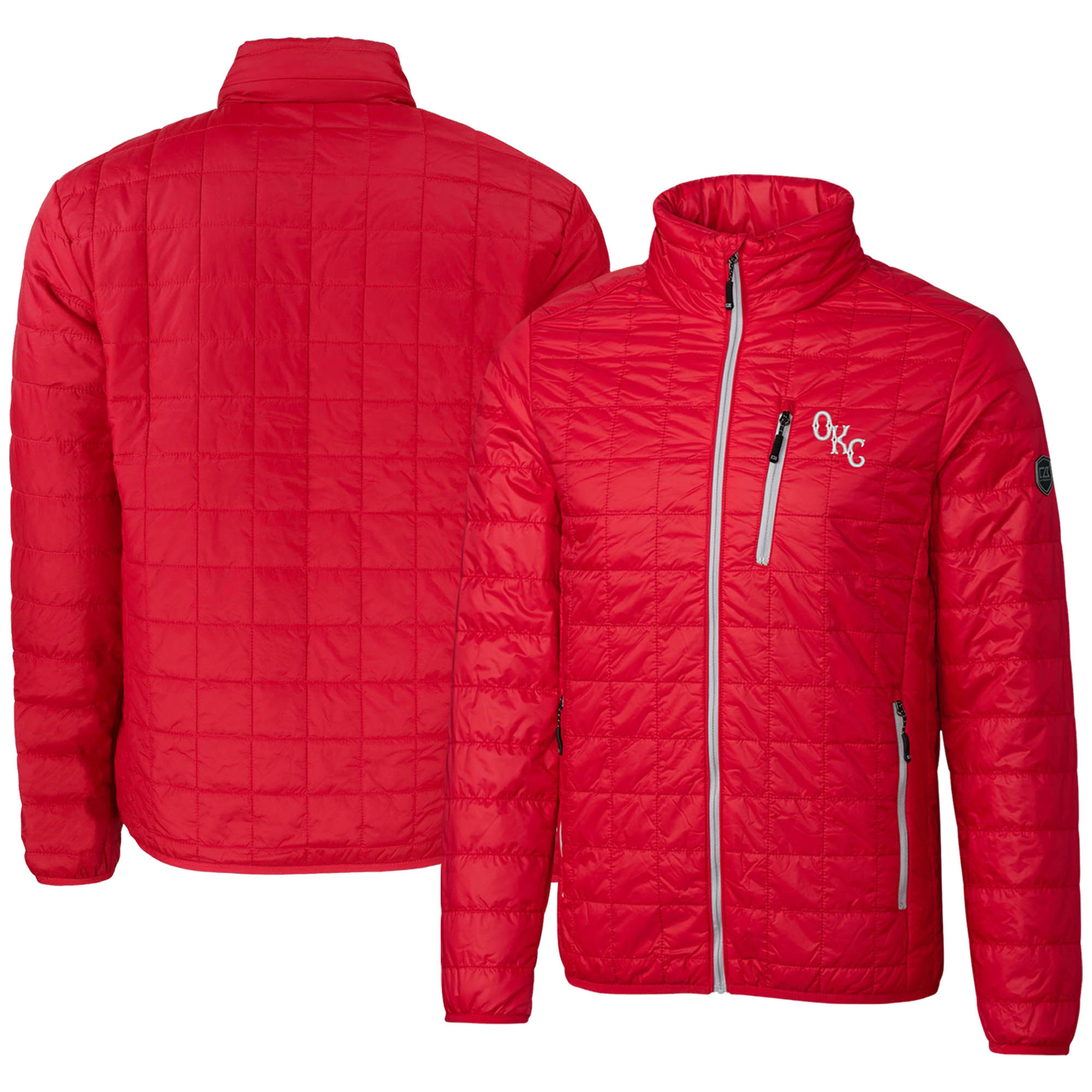 Men's Cutter & Buck Red Oklahoma City Baseball Club Rainier PrimaLoft Eco Insulated Full-Zip Puffer Jacket