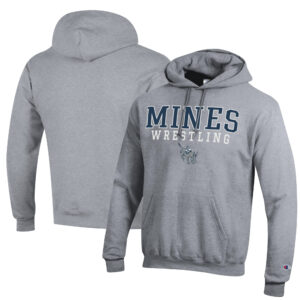 Men's Champion Heather Gray Colorado School of Mines Orediggers Wrestling Stack Logo Powerblend Pullover Hoodie