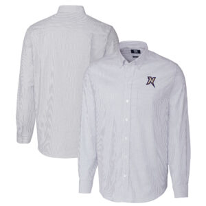 Men's Cutter & Buck  Light Blue Northwest Arkansas Naturals Oxford Stretch Stripe Long Sleeve Button-Down Dress Shirt