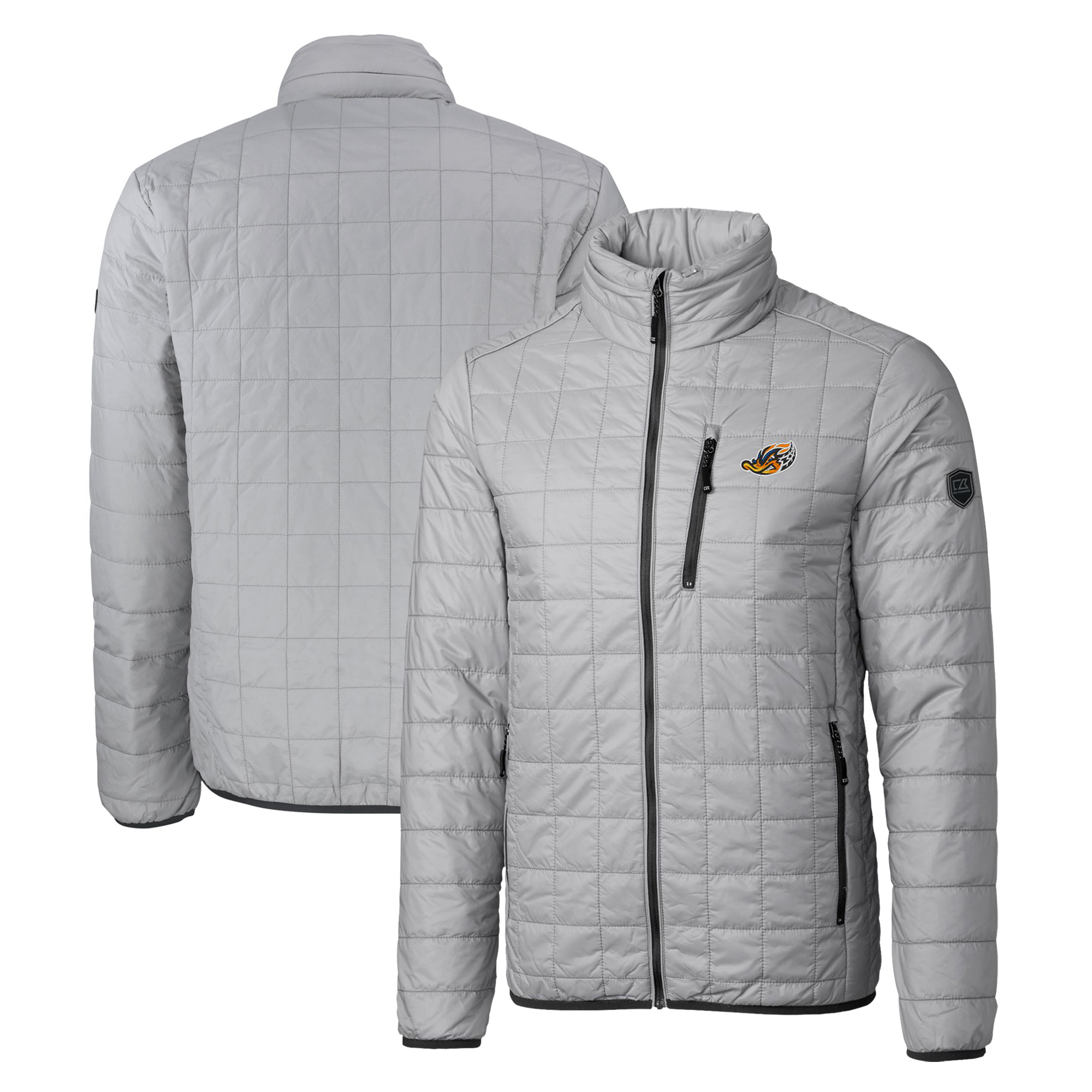 Men's Cutter & Buck Gray Akron RubberDucks Rainier PrimaLoft Big & Tall Eco Insulated Full-Zip Puffer Jacket - Image 2