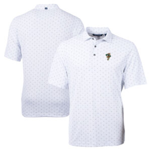 Men's Cutter & Buck White Greensboro Grasshoppers Big & Tall Virtue Eco Pique Tile Print Recycled Polo