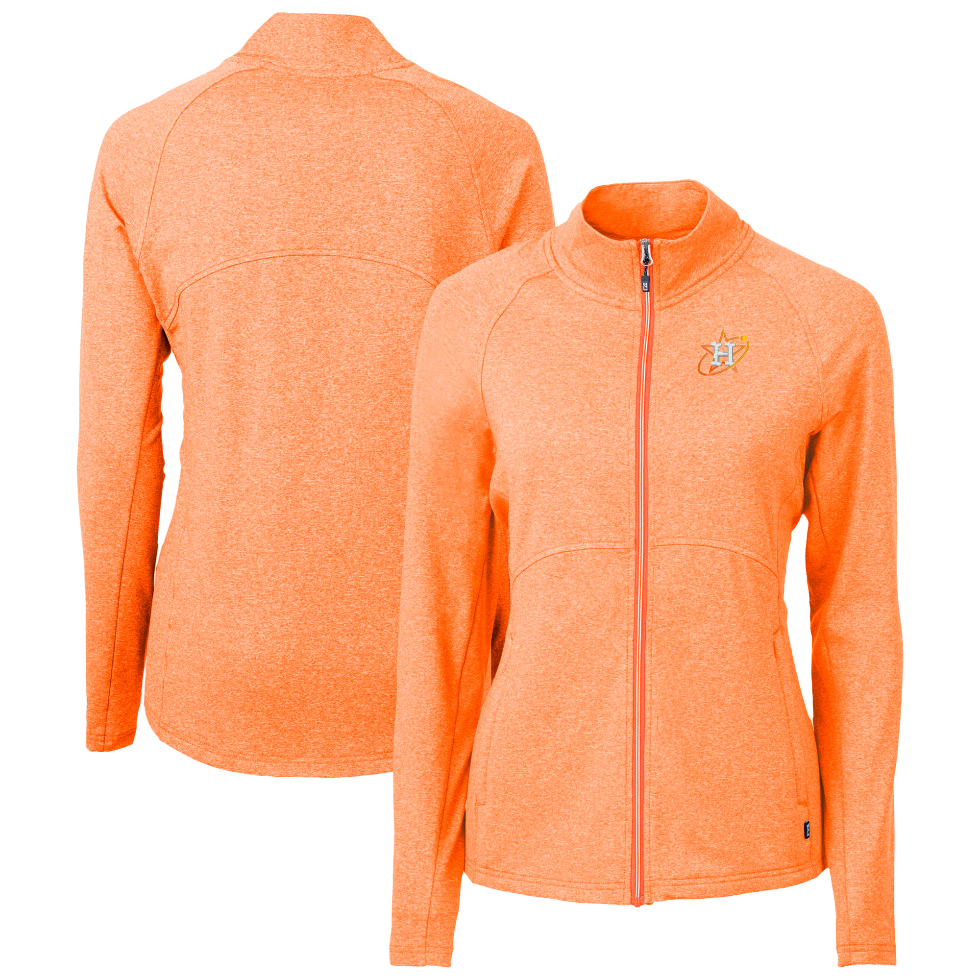 Women's Cutter & Buck Heather Orange Houston Astros City Connect Adapt Eco Knit Recycled Full-Zip Jacket