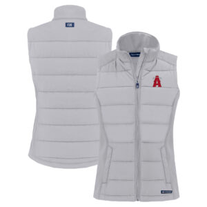 Women's Cutter & Buck  Gray Los Angeles Angels City Connect Evoke Hybrid Eco Softshell Recycled Full-Zip Vest