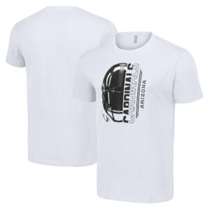 Men's Starter White Arizona Cardinals Half Helmet Logo T-Shirt