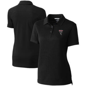 Women's Cutter & Buck Black Atlanta Falcons Throwback Logo Advantage DryTec Tri-Blend Pique Polo