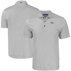 Men's Cutter & Buck Gray Denver Broncos  Pike Eco Tonal Geo Print Stretch Recycled Polo