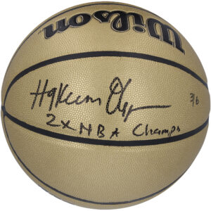 Hakeem Olajuwon Houston Rockets Autographed Wilson Alliance Series Gold Edition Basketball with "2x NBA Champs" Inscription - Limited Edition of 6