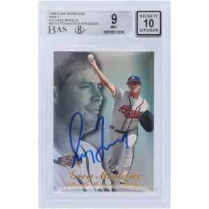 Greg Maddux Atlanta Braves Autographed 1998 Flair Showcase Row 3 #13 Beckett Fanatics Witnessed Authenticated 9/10 Card