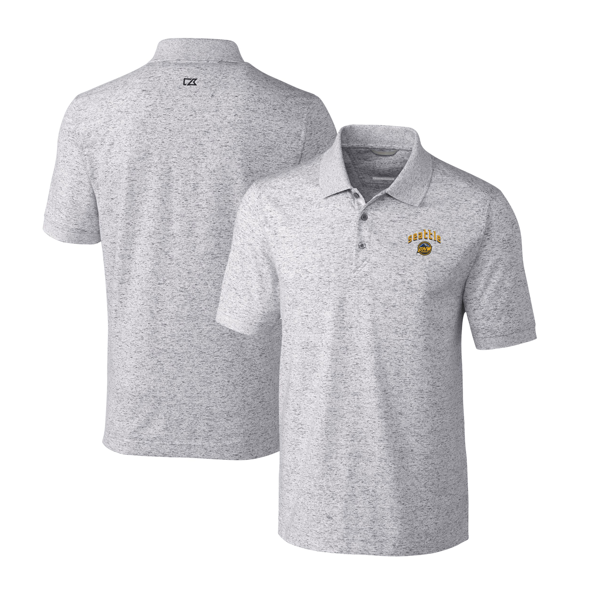 Men's Cutter & Buck Gray Seattle Mariners City Connect Big & Tall Advantage Tri-Blend Space Dye Throwback Polo