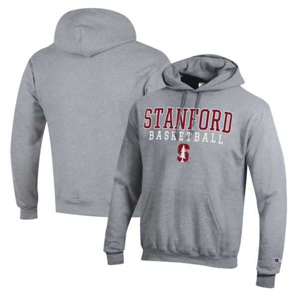 Men's Champion Heather Gray Stanford Cardinal Basketball Stack Pullover Hoodie - Image 5