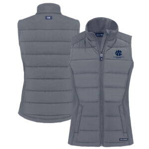 Women's Cutter & Buck  Gray George Washington University Vault Evoke Hybrid Eco Softshell Recycled Full-Zip Vest