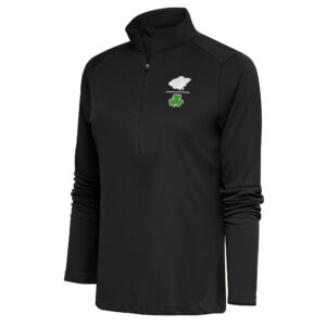 Women's Antigua  Charcoal Minnesota Wild Shamrock Tribute Half-Zip Pullover Top