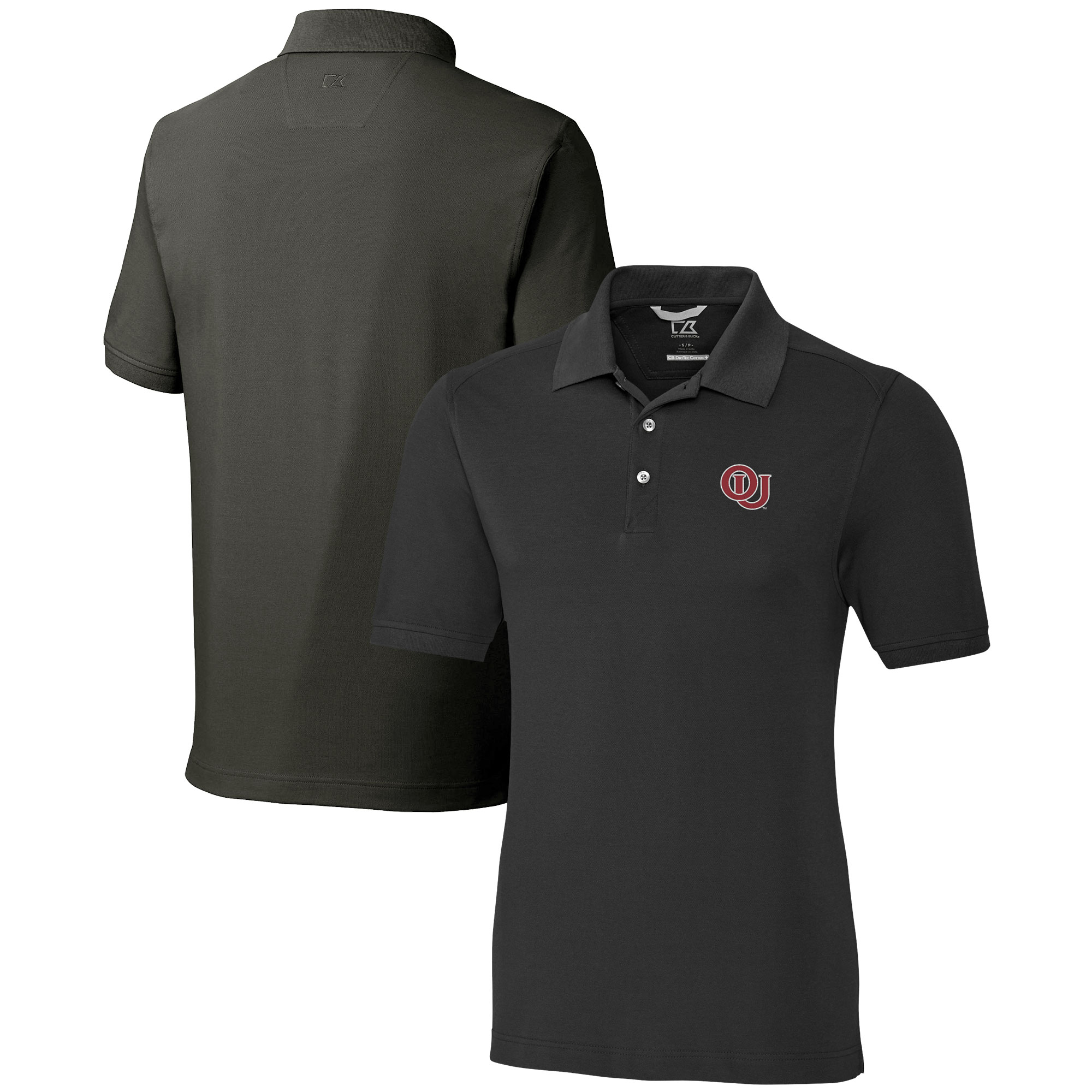 Men's Cutter & Buck Black Oklahoma Sooners Advantage Tri-Blend DryTec Pique Polo - Image 5