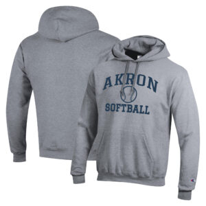 Men's Champion  Gray Akron Zips Icon Softball Powerblend Pullover Hoodie