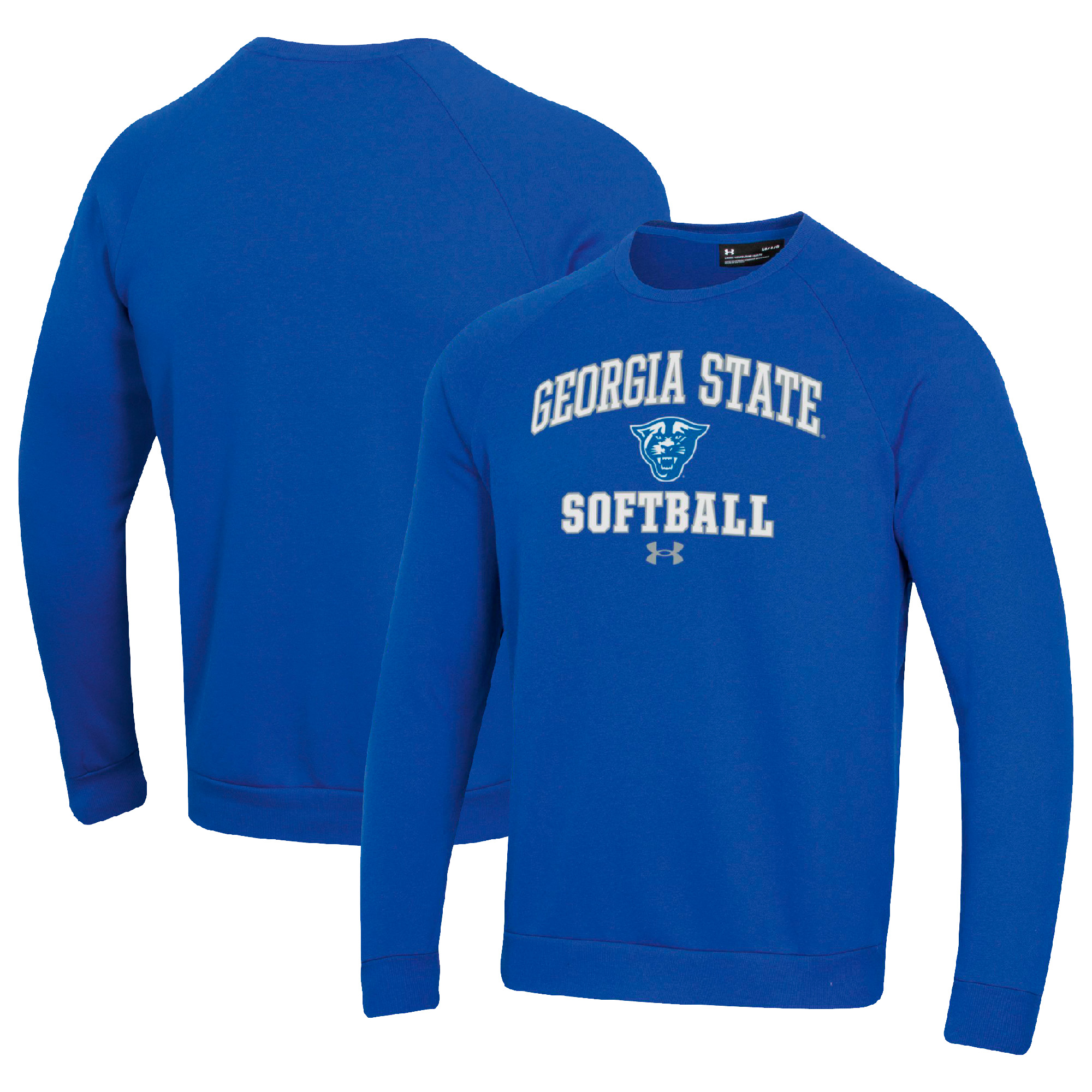 Men's Under Armour Blue Georgia State Panthers All Day Arch Softball Fleece Raglan Pullover Sweatshirt