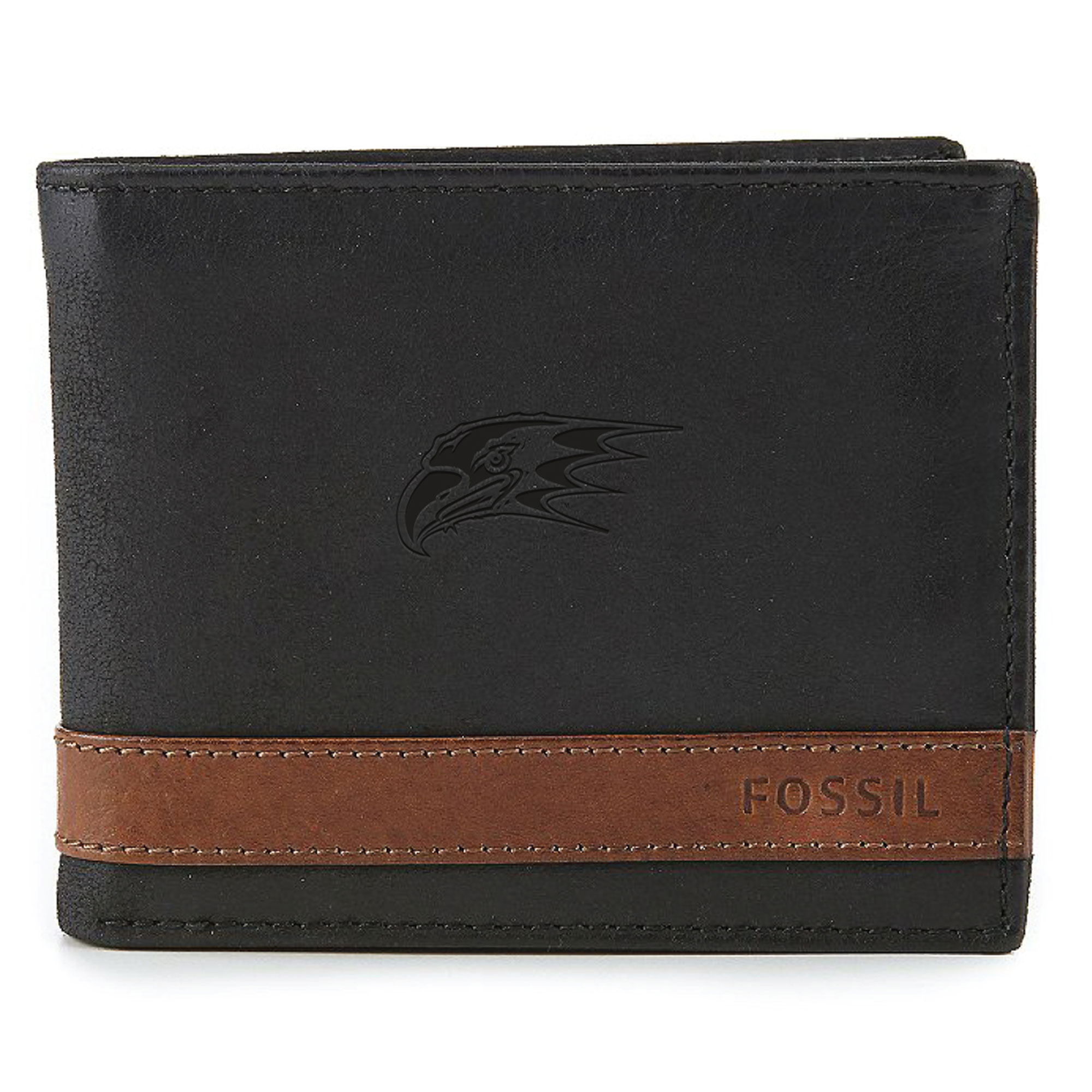 Fossil Black Niagara Purple Eagles Quinn Flip ID Bifold Wallet