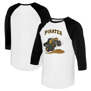 Unisex Tiny Turnip  White/Black Pittsburgh Pirates Monster Truck 3/4-Sleeve Raglan T-Shirt