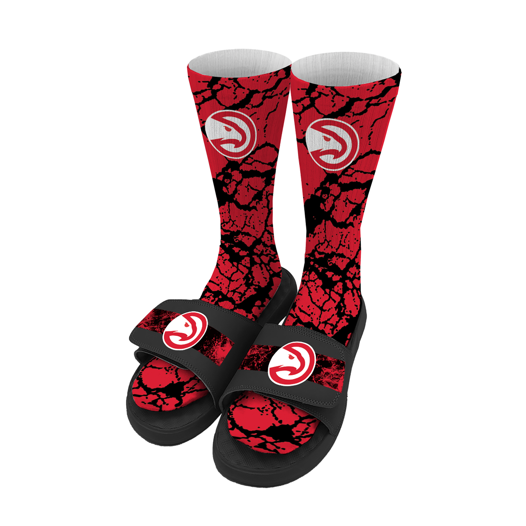 Youth ISlide Atlanta Hawks Distressed Socks & Slide Sandals Bundle