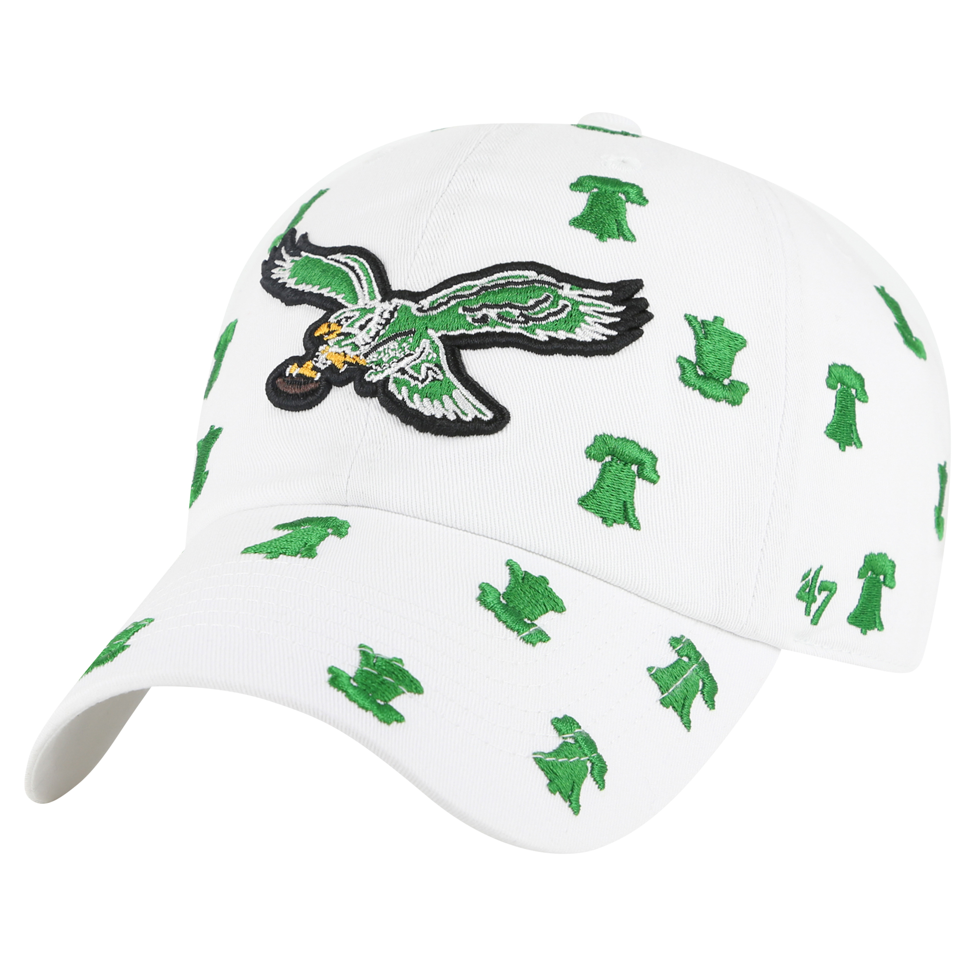 Women's '47 White Philadelphia Eagles Confetti Clean Up Adjustable Hat - Image 2
