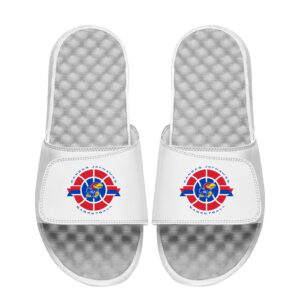 Youth ISlide White Kansas Jayhawks Basketball Logo Slide Sandals