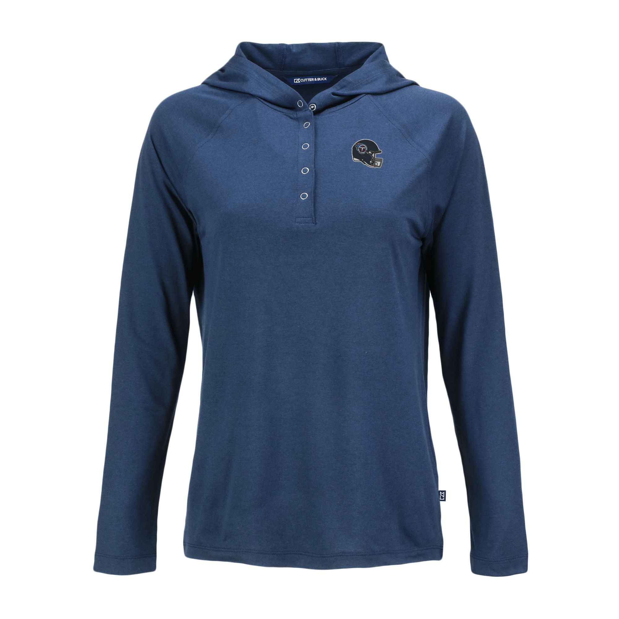 Women's Cutter & Buck Navy Tennessee Titans Coastline Epic Comfort Eco Recycled Raglan Pullover Hoodie - Image 6
