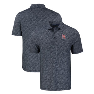 Men's Cutter & Buck Black Nashville Sounds Pike Eco Pebble Print Stretch Recycled Polo