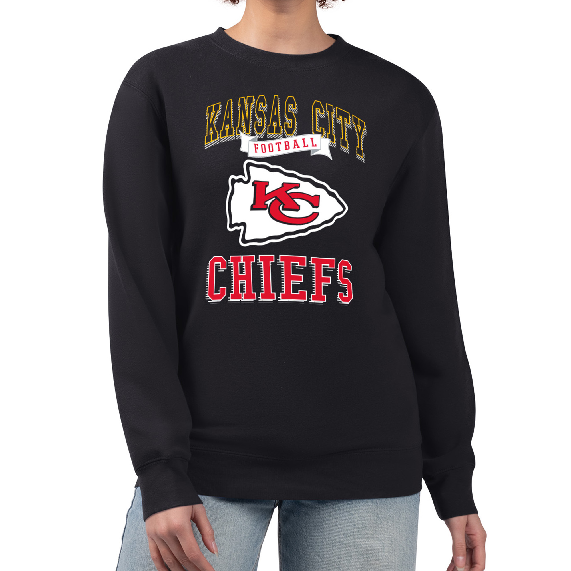 Women's G-III 4Her by Carl Banks Black Kansas City Chiefs Team Logo Graphic Tri-Blend Pullover Sweatshirt